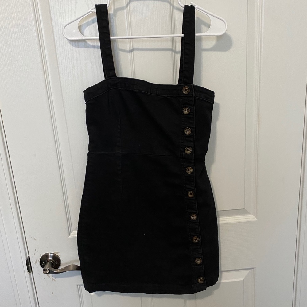 Black button up mini dress